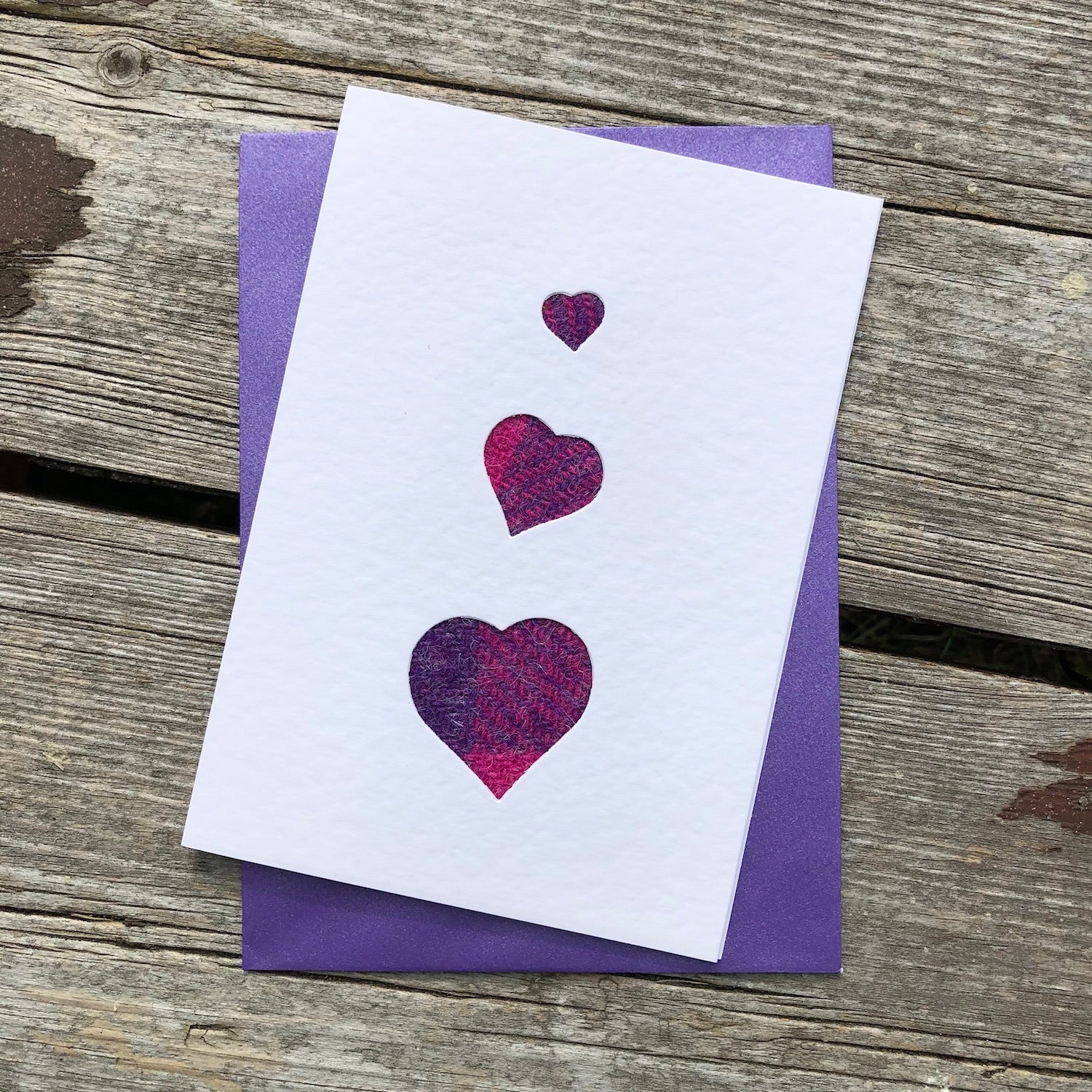 Handmade Card Scottish Greeting featuring Harris Tweed® Dancing Hearts