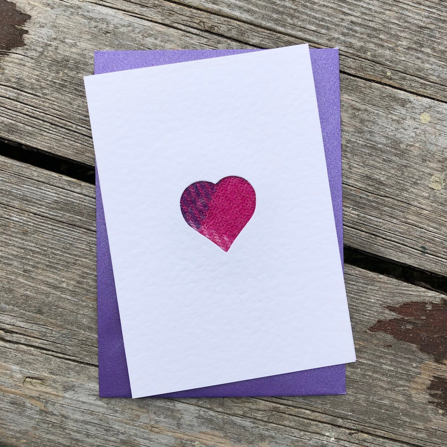 Handmade Scottish Greeting Card featuring Harris Tweed® Love Heart