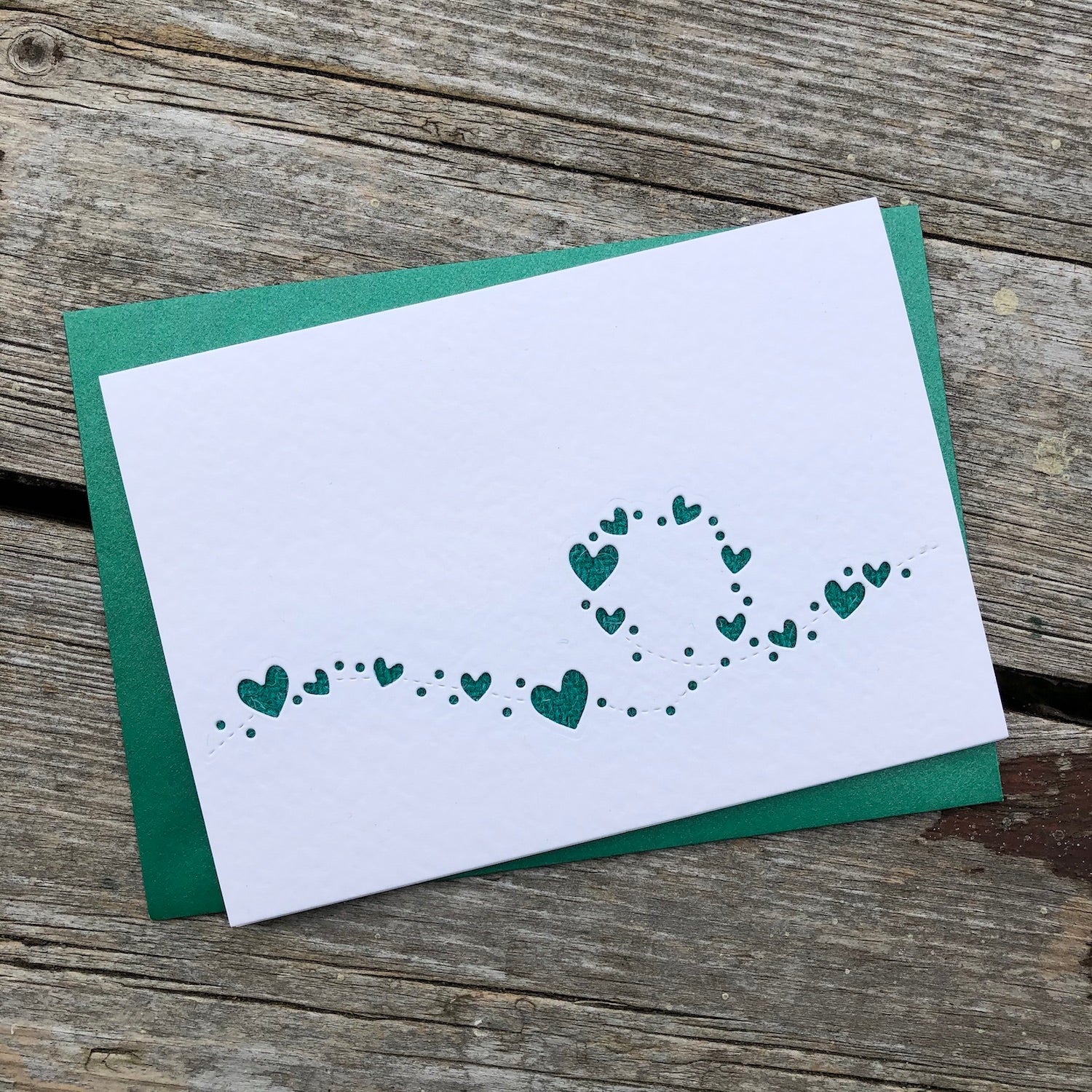 Handmade Scottish Greeting Card featuring Harris Tweed® Swirling Hearts